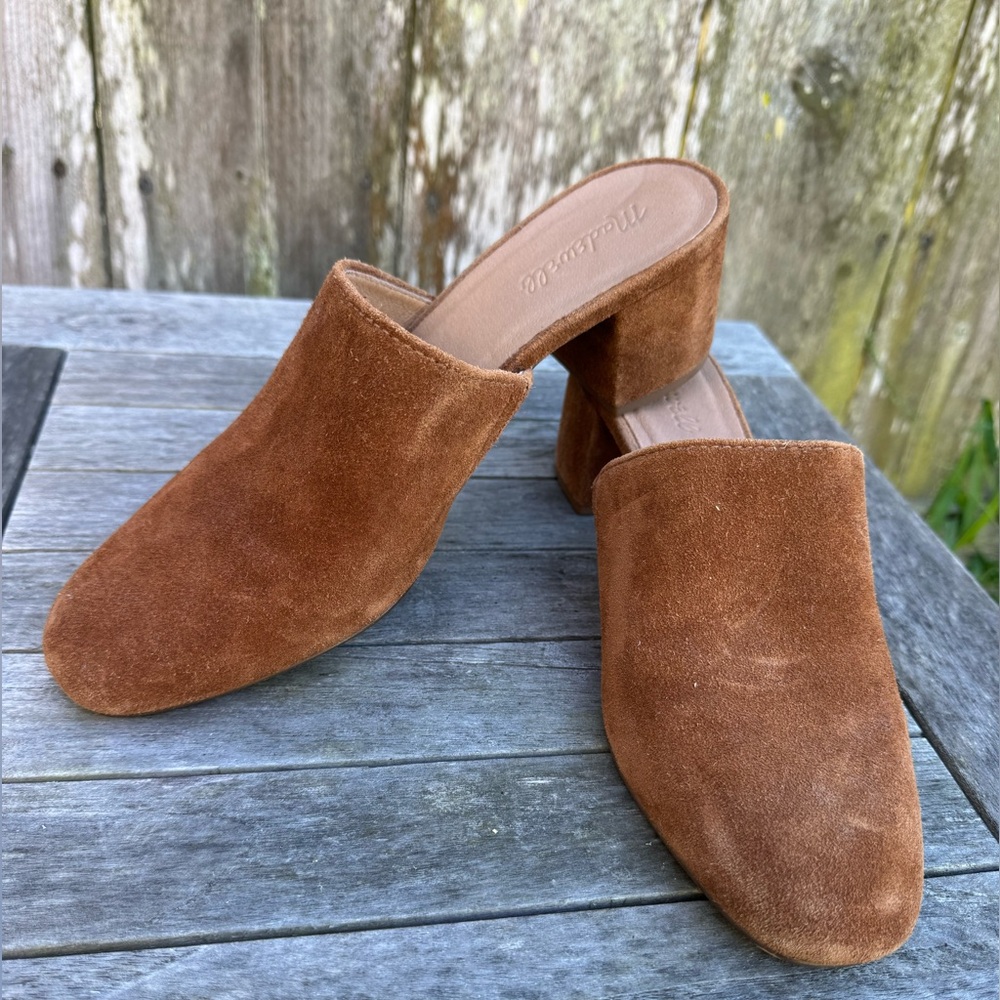 Madewell Brown Suede Heeled Mule- Size 10- Brand New